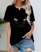 Blouse Women&#39;s Black T Shirt Fashion Digital Print Model #01 - £16.20 GBP