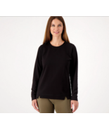 Denim &amp; Co. Active French Terry L-Slv Pullover w/Seam Detail (Black, 1X)... - £7.94 GBP