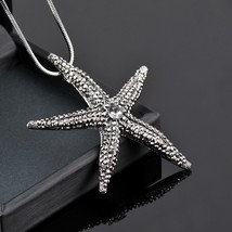 SINLEERY Fashion Full Cubic Zirconia Starfish Pendant Necklace Long Chain For Wo - £13.09 GBP