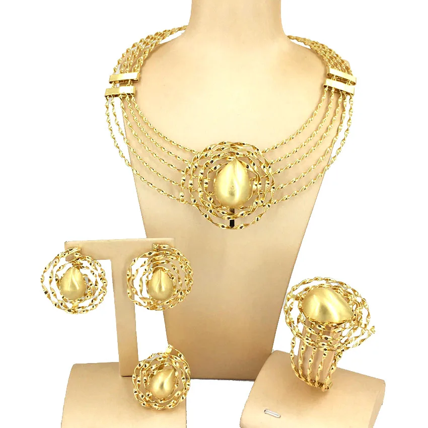 Italian Gold Jewelry Sets High Quality Handmade Jewelry  for Women FHK13037 - £117.77 GBP