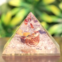 Quartz Crystal Orgone Pyramid LG 85mm Flower of Life Orgonite EMF Protect - $69.25