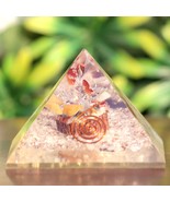 Quartz Crystal Orgone Pyramid LG 85mm Flower of Life Orgonite EMF Protect - $69.25