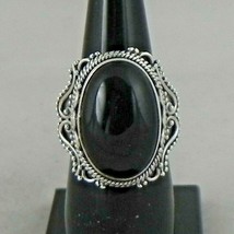 925 Sterling Silver Genuine Black Onyx Gemstone Handmade Oxidized Ring - £39.74 GBP