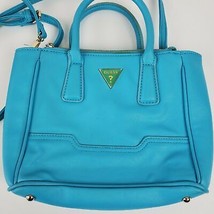 GUESS Luxury Faux Leather Women&#39;s Satchel Crossbody Bag BLUE 9x7x3&quot; - £16.38 GBP