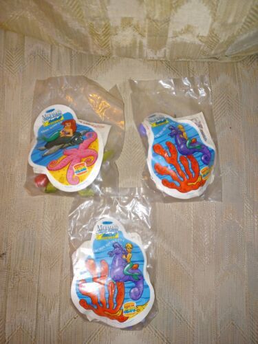 Primary image for 3 Burger King Little Mermaid Splash Toys 1993 Ariel Wind Up 2 Urchin Squirt Toys