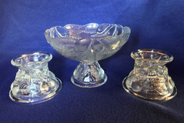 Pears compote &amp; matching pr of candle holders, embossed, signed Teleflor... - £19.59 GBP