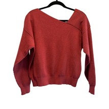 Line And Dot Sweater Pullover Asymmetric Neck Red Stretchy Ribbed Size M... - £21.93 GBP