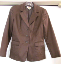 TALBOTS Blazer Jacket Coat Silk Blend 3 BUTTON Brown Women&#39;s Size 4  - £30.81 GBP
