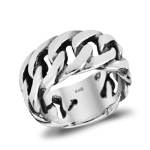 Mighty Strong Cable Braid Sterling Silver Chain Band Ring-8 - £28.63 GBP