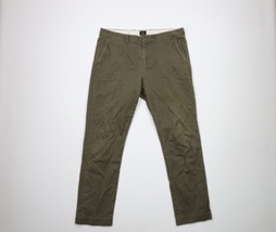 J Crew Mens 33x31 Thrashed 770 Straight Leg Stretch Chino Pants Green Cotton - £30.21 GBP