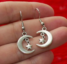 Moon Star Stainless Steel Hook Earrings H139 - £7.90 GBP