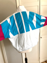 Vtg NIKE Jacket Spell Out Swoosh Color Block Full Zip 90s Womens Large - $33.66