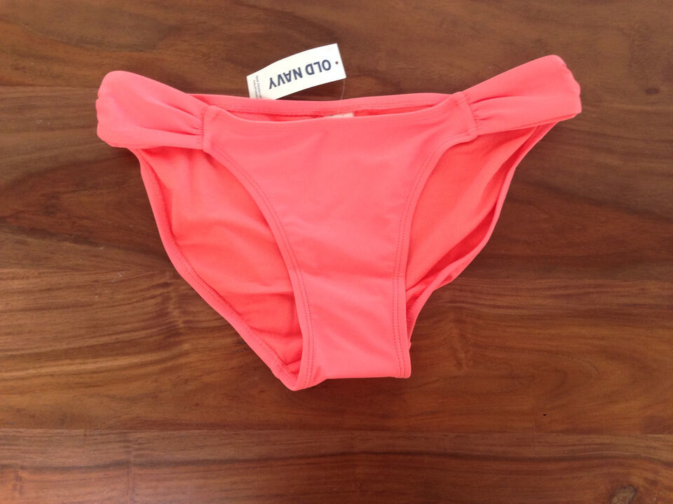Primary image for New Old Navy Neon Orange Ruched Lined Nylon Bikini Bottom Swim XS