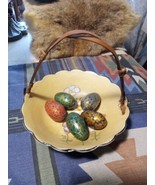 Japan Hand-painted Candy Trinket Mustard Bowl Dish 5&quot; With 5 Small Wood ... - $8.91