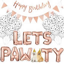 Dog Birthday Party Supplies Dog Paw Print Balloons Cat Birthday Hat Happy Birthd - £22.42 GBP