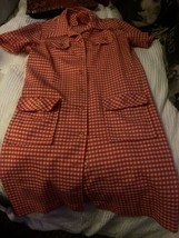 UNBRANDED Fabulous Vintage Scarlet Red +White Checked  Dress Size M/L Era 1960s - £27.69 GBP