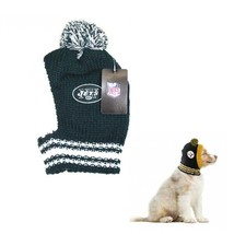 NFL New York Jets Football Team Official Licensed Pet Dog Small Size Knit Beanie - £14.45 GBP