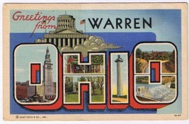 Postcard Big Letter Greetings From Warren Ohio - £2.85 GBP