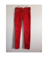 TRUE RELIGION Red Jeans Stretchy Super Skinny Low White Stitch 5 Pocket ... - $1,986.21 MXN