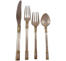 Aegean Weave Gold by Wallace Sterling Silver Flatware Set For 18 Service 72 Pcs - £3,493.17 GBP