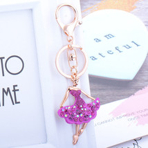 Fashion crystal keychain dancing lady pink key ring bag pendant charm je... - $12.99