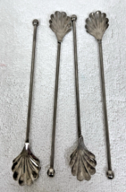 Vintage Silverplate Iced Tea Cocktail Sipping Spoon Straws Clam Shell De... - $34.16