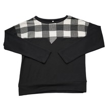 Bozzolo Sweatshirt Mens S Black Long Sleeve Crew Neck Plaid Colorblock P... - $25.62