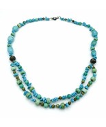 Peyote Bird Southwestern Sterling Silver Double Strand Turquoise Necklace - $79.20