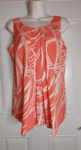 Women&#39;s New York &amp; Company Sleeveless Orange Pleated Front Top Blouse Si... - $8.54