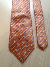 Geoffery Beene Men&#39;s Tie Orange Floral Print Silk Men&#39;s Neck Tie - £11.87 GBP