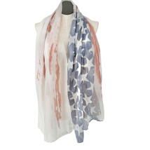 American Flag Scarf 71x35 in Lightweight Polyester White Red Blue Patriotic - £9.33 GBP
