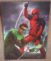 Deadpool vs Green Lantern Glossy Art Print 11 x 17 In Hard Plastic Sleeve - £19.54 GBP