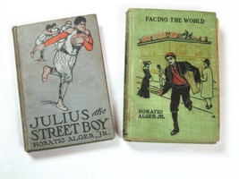 2 Antique Horatio Alger Jr Books: Julius the Street Boy &amp; Facing the World 1911 - £15.63 GBP
