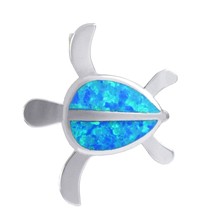 Gorgeous Hawaiian Blue Opal Sea Turtle Necklace, Sterling - $182.89