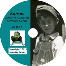 KANSAS - History &amp; Genealogy - 230 old Books on DVD - Ancestors, County, CD, KS - £5.92 GBP