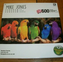 Panoramic Jigsaw Puzzle 500 Pcs Rainbow Of Parrots On A Perch Colorful Complete - £10.86 GBP