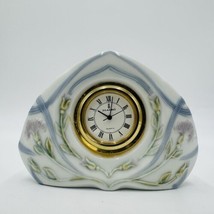 Lladro Spain Porcelain Segovia Floral Desk Clock Vintage Retired Small - £45.37 GBP