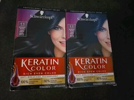 2 Schwarzkopf Keratin Anti-Age Hair Color Permanent #1.1 MIDNIGHT BLACK ... - £18.10 GBP