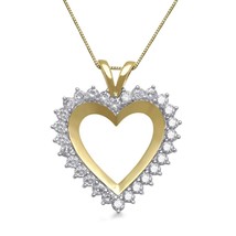 1.50 CT. T.W. Real Moissanite 14K Yellow Gold Plated Love Heart Pendant Necklace - £66.01 GBP