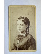 Antique CDV Photo 1860s Beautiful Young Woman in Victorian Dress Halo Br... - £12.63 GBP