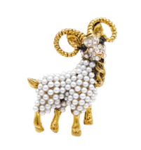 Stunning Vintage Look Gold plated Retro Goat RAM Celebrity Brooch Broach Pin G7 - £15.92 GBP