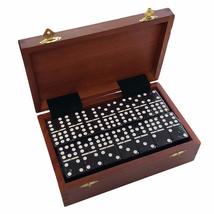 Domino Double Nine Black in Dovetail Jointed Sheesham Wood Box - Jumbo Tournamen - £38.83 GBP