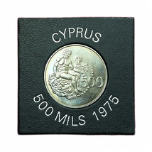 Cyprus Coin 500 Mils 1975 KM#44 Hercules &amp; Nemean Lion in Case 03157 - £19.34 GBP