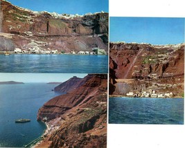 3 Postcards Greece Santorin Island The Steps Harbor Volcan Unposted - $4.50