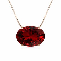 ANGARA Lab-Grown East-West Oval Ruby Pendant in 14K Gold (14x10mm,7.25 Ct) - £1,764.58 GBP