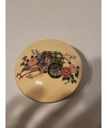 Vintage Asian Floral Carriage Cart Gold Ceramic Covered Trinket Box Dish... - £13.98 GBP