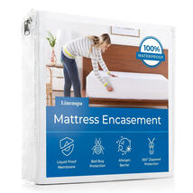 Linenspa Twin Size Waterproof Mattress Encasement, Quiet Cover, White - $19.99