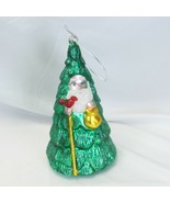 Santa Tree Hand Blown Painted Oversized Mercury Glass Ornament Dept 56  ... - $51.93
