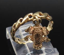14K GOLD - Vintage Open Swirl Band Enchanted Frog Charm Ring Sz 4.5 - GR549 - $262.34