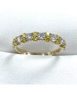 1 Karat Runde Kunstdiamanten Grown Abwechselnd Weiß und Gelb Diamant Ehe... - $720.75+